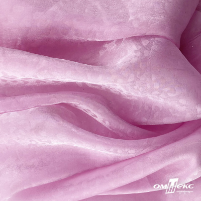 Плательная органза вытравка,100% полиэстр, шир. 150 см, #606 цв.-розовый - купить в Тамбове. Цена 380.73 руб.