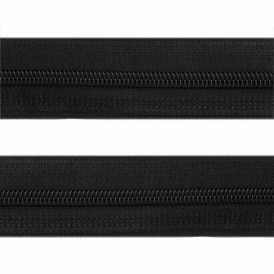 Рулонная молния с покрытием PVC спираль тип 3 (упак.270м) -черная с полосой СВО - купить в Тамбове. Цена: 12.74 руб.
