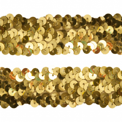 Тесьма с пайетками D16, шир. 30 мм/уп. 25+/-1 м, цвет золото - купить в Тамбове. Цена: 1 098.48 руб.