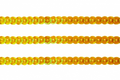 Пайетки "ОмТекс" на нитях, CREAM, 6 мм С / упак.73+/-1м, цв. 92 - золото - купить в Тамбове. Цена: 484.77 руб.