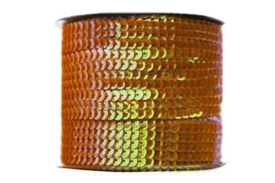 Пайетки "ОмТекс" на нитях, CREAM, 6 мм С / упак.73+/-1м, цв. 88 - оранжевый - купить в Тамбове. Цена: 300.55 руб.