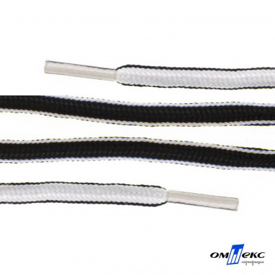 Шнурки #4-27, круглые 130 см, двухцветные (черно/белый) - купить в Тамбове. Цена: 47.04 руб.