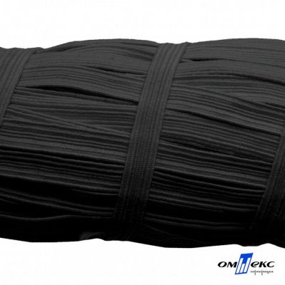 Резиновые нити с текстильным покрытием, шир. 6 мм (55 м/уп), цв.-черный - купить в Тамбове. Цена: 210.75 руб.