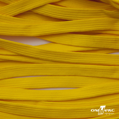 Шнур плетеный (плоский) d-12 мм, (уп.90+/-1м), 100% полиэстер, цв.269 - жёлтый - купить в Тамбове. Цена: 8.62 руб.