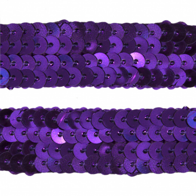 Тесьма с пайетками 12, шир. 20 мм/уп. 25+/-1 м, цвет фиолет - купить в Тамбове. Цена: 778.19 руб.