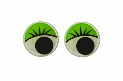 Глазки для игрушек, круглые, с бегающими зрачками, 15 мм/упак.50+/-2 шт, цв. -зеленый - купить в Тамбове. Цена: 113.01 руб.