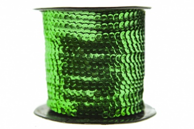 Пайетки "ОмТекс" на нитях, SILVER-BASE, 6 мм С / упак.73+/-1м, цв. 4 - зеленый - купить в Тамбове. Цена: 484.77 руб.