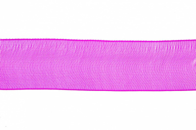 Лента органза 1015, шир. 10 мм/уп. 22,8+/-0,5 м, цвет ярк.розовый - купить в Тамбове. Цена: 38.39 руб.