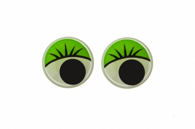 Глазки для игрушек, круглые, с бегающими зрачками, 12 мм/упак.50+/-2 шт, цв. -зеленый - купить в Тамбове. Цена: 95.04 руб.