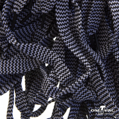 Шнурки #107-07, плоские 130 см, двухцветные цв.серый/чёрный - купить в Тамбове. Цена: 23.03 руб.