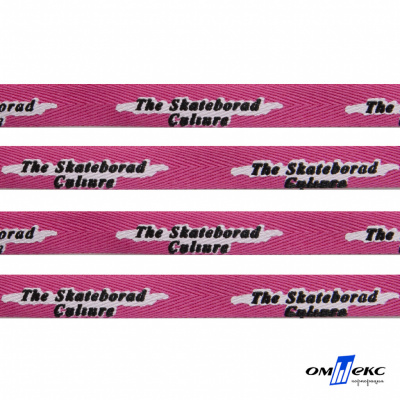 Тесьма отделочная (киперная) 10 мм, 100% хлопок,"THE SKATEBOARD CULIURE"(45 м) цв.121-26 -яр.розовый - купить в Тамбове. Цена: 850.62 руб.