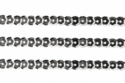 Пайетки "ОмТекс" на нитях, SILVER-BASE, 6 мм С / упак.73+/-1м, цв. 1 - серебро - купить в Тамбове. Цена: 468.37 руб.