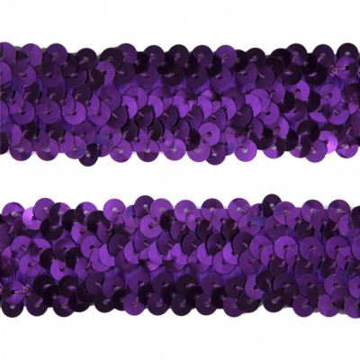 Тесьма с пайетками 12, шир. 30 мм/уп. 25+/-1 м, цвет фиолет - купить в Тамбове. Цена: 1 098.48 руб.