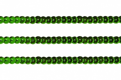 Пайетки "ОмТекс" на нитях, SILVER-BASE, 6 мм С / упак.73+/-1м, цв. 4 - зеленый - купить в Тамбове. Цена: 484.77 руб.