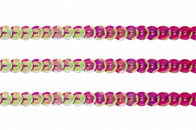 Пайетки "ОмТекс" на нитях, CREAM, 6 мм С / упак.73+/-1м, цв. 89 - розовый - купить в Тамбове. Цена: 468.37 руб.