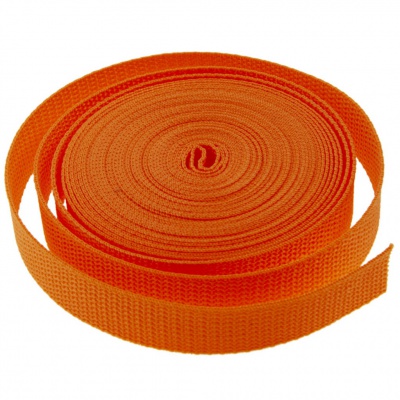 Стропа текстильная, шир. 25 мм (в нам. 50+/-1 ярд), цвет оранжевый - купить в Тамбове. Цена: 409.94 руб.