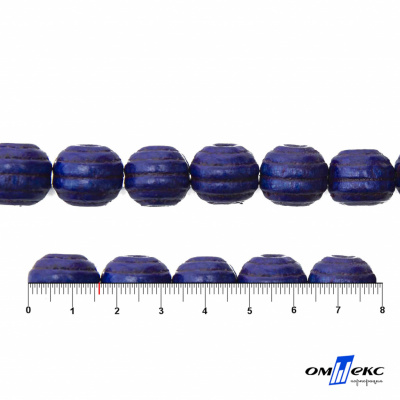 0309-Бусины деревянные "ОмТекс", 16 мм, упак.50+/-3шт, цв.006-синий - купить в Тамбове. Цена: 62.22 руб.