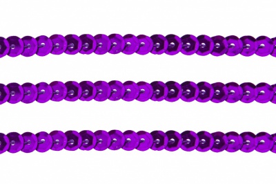 Пайетки "ОмТекс" на нитях, SILVER-BASE, 6 мм С / упак.73+/-1м, цв. 12 - фиолет - купить в Тамбове. Цена: 300.55 руб.